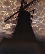 Piet Mondrian Mill under the night oil painting